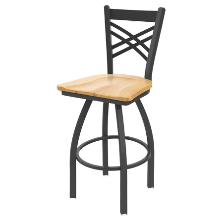 HOLLAND BAR STOOL CO 25" Swivel Counter Stool, Pewter Finish, Nat Maple Seat 82025PWNatMpl